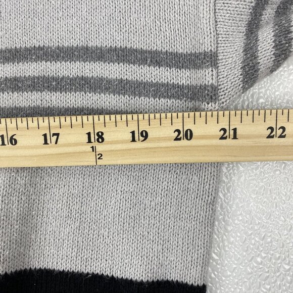 Lucky Brand Women Small Grandpa Core Comfy Black Gray Oversized Striped Sweater - Picture 10 of 14